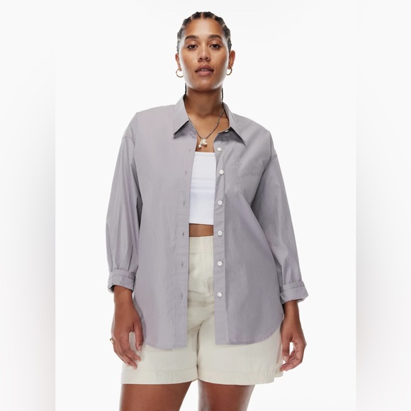 Aritzia wilfred purple slate weekend poplin shirt size xxs xxsmall worn once - Picture 9 of 12